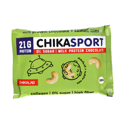 Chika sport protein 100g Milk chocolate & cashew nuts 